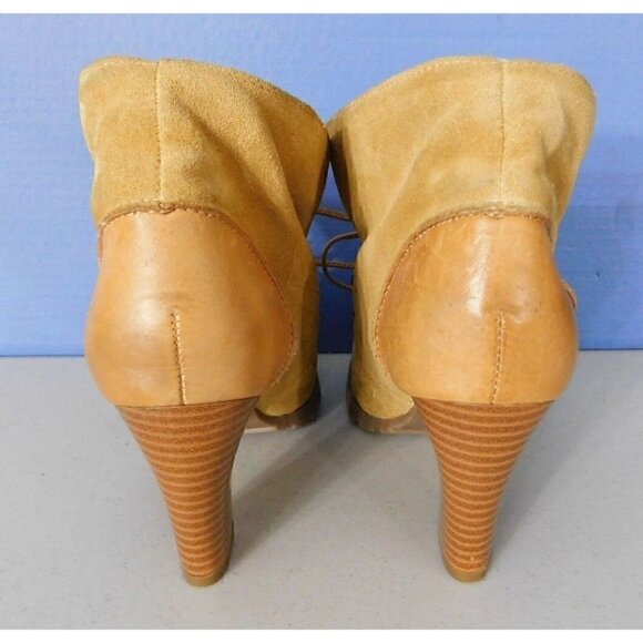 RUFF HEWN BROWN LEATHER SUEDE & FAUX FUR ANKLE BOOTS, WOMAN'S SIZE 6 M - Picture 3 of 9